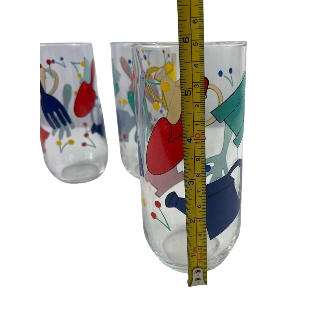 Luminarc Vintage Gardening Tools Glass Tumblers Set of 3 Colorful - Picture 8 of 9